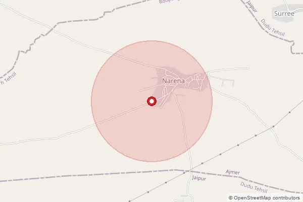 Map showing approximate area covered by Pincode 305812 — Chhota Naraina B.O, Ajmer