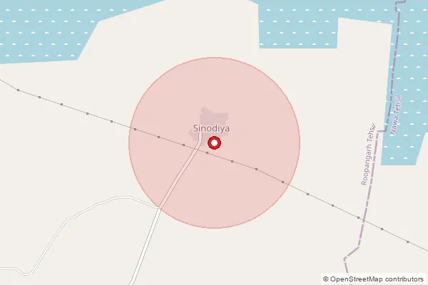 Map showing approximate area covered by Pincode 305814 — Nawa B.O, Ajmer