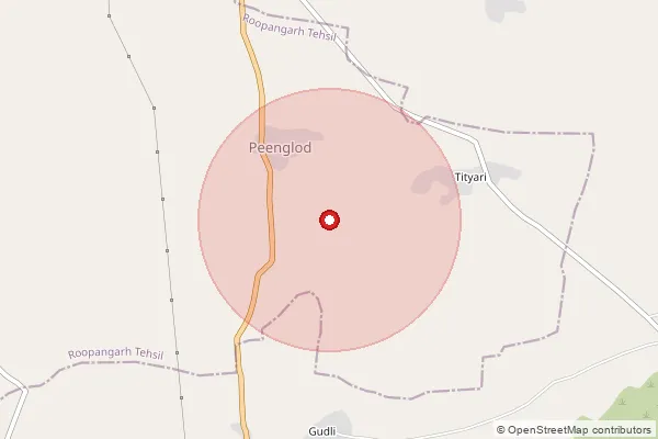 Map showing approximate area covered by Pincode 305815 — Pinglod B.O, Ajmer