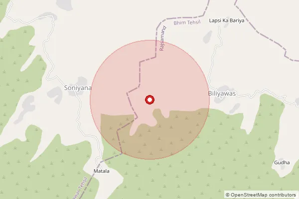 Map showing approximate area covered by Pincode 305923 — Rawatmal B.O, Ajmer