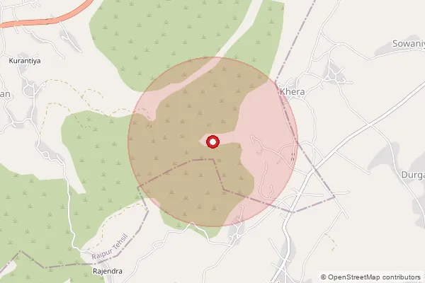 Map showing approximate area covered by Pincode 305927 — Durgawas B.O, Ajmer