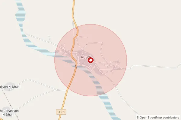 Map showing approximate area covered by Pincode 306021 — Deoli Auwa B.O, Pali