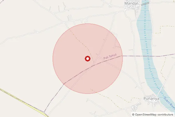 Map showing approximate area covered by Pincode 306114 — Piplad B.O, Pali