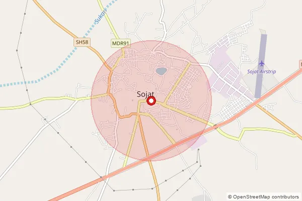 Map showing approximate area covered by Pincode 306306 — Chanddawal R.S. B.O, Pali