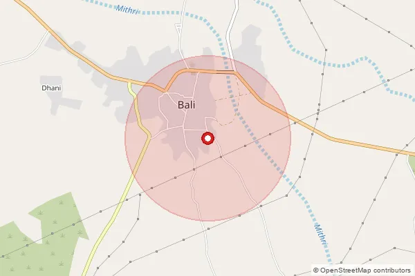 Map showing approximate area covered by Pincode 306701 — Dantiwara B.O, Pali