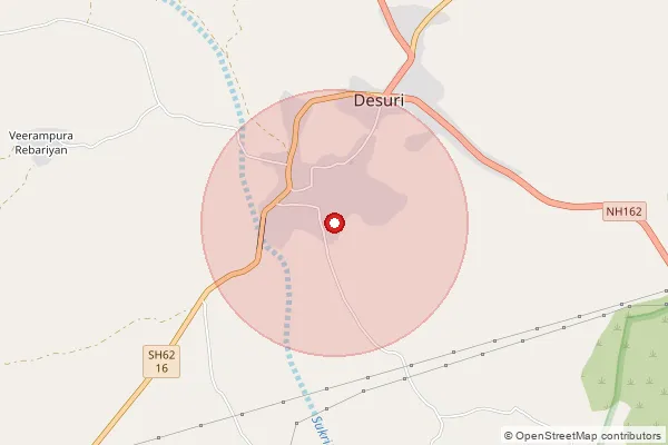 Map showing approximate area covered by Pincode 306702 — Ranakpur B.O, Pali