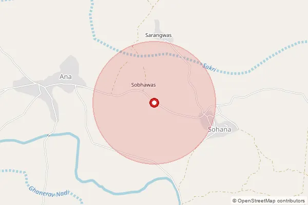 Map showing approximate area covered by Pincode 306703 — Ana B.O, Pali