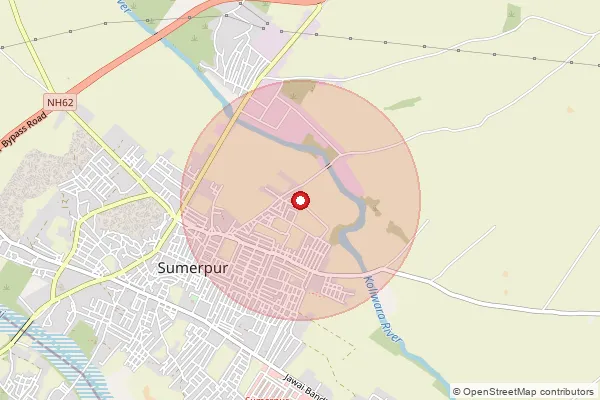 Map showing approximate area covered by Pincode 306902 — Kanpura B.O, Pali