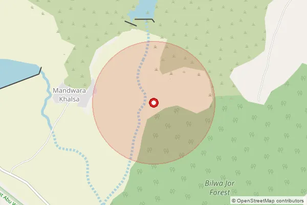 Map showing approximate area covered by Pincode 307023 — Ishra B.O, Sirohi