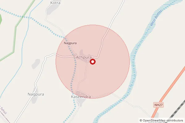 Map showing approximate area covered by Pincode 307510 — Amthala B.O, Sirohi