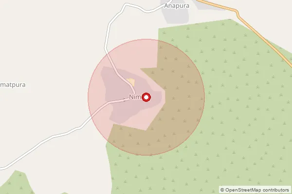 Map showing approximate area covered by Pincode 307512 — Dantrai S.O, Sirohi