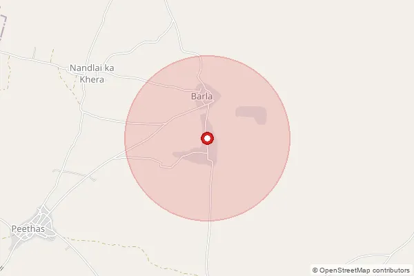 Map showing approximate area covered by Pincode 311011 — Lasadiya B.O, Bhilwara