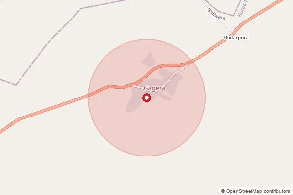 Map showing approximate area covered by Pincode 311021 — Gageda B.O, Bhilwara