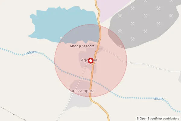 Map showing approximate area covered by Pincode 311022 — Hurda S.O, Bhilwara
