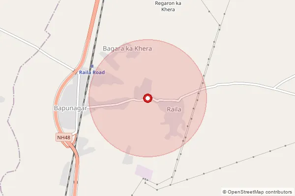 Map showing approximate area covered by Pincode 311024 — Dholi B.O, Bhilwara