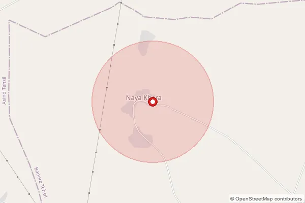Map showing approximate area covered by Pincode 311026 — Bheemdiyas B.O, Bhilwara