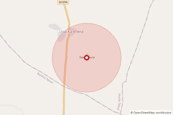Map showing approximate area covered by Pincode 311030 — Barantia B.O, Bhilwara