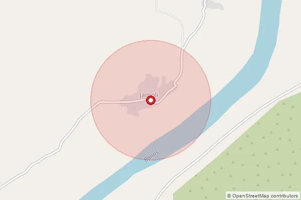 Map showing approximate area covered by Pincode 311202 — Bavri B.O, Bhilwara