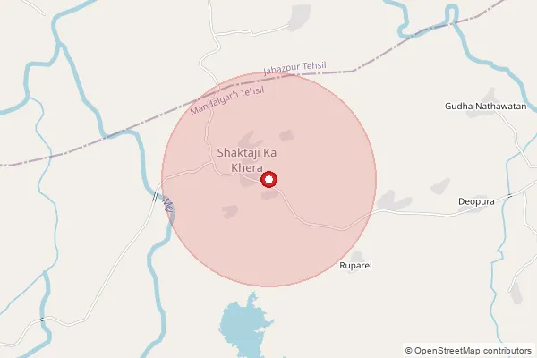Map showing approximate area covered by Pincode 311203 — Ullela B.O, Bhilwara