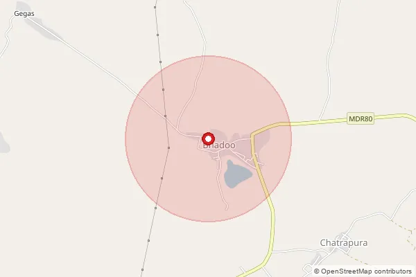 Map showing approximate area covered by Pincode 311403 — Bhadu B.O, Bhilwara