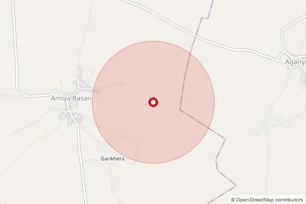 Map showing approximate area covered by Pincode 311404 — Amli Kalan B.O, Bhilwara