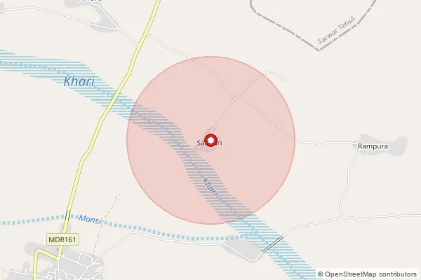 Map showing approximate area covered by Pincode 311407 — Kanechan Khurd B.O, Bhilwara