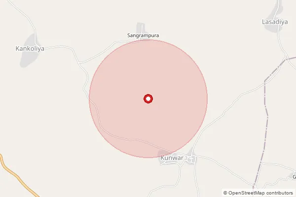 Map showing approximate area covered by Pincode 311603 — Akola B.O, Bhilwara