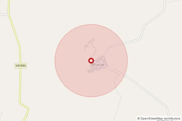 Map showing approximate area covered by Pincode 311801 — Bharak B.O, Bhilwara