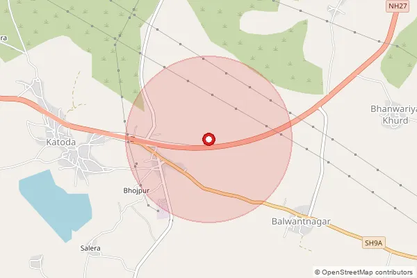 Map showing approximate area covered by Pincode 312023 — Deopura B.O, Chittorgarh