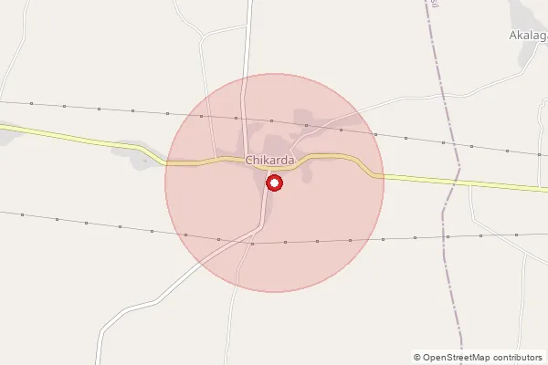 Map showing approximate area covered by Pincode 312027 — Akola Kalan B.O, Chittorgarh