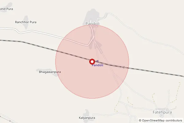Map showing approximate area covered by Pincode 312202 — Babarana B.O, Chittorgarh