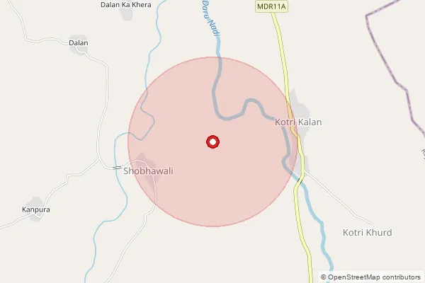Map showing approximate area covered by Pincode 312601 — Badolighata B.O, Chittorgarh