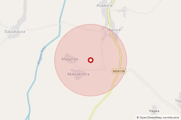 Map showing approximate area covered by Pincode 312602 — Bhalundi B.O, Chittorgarh