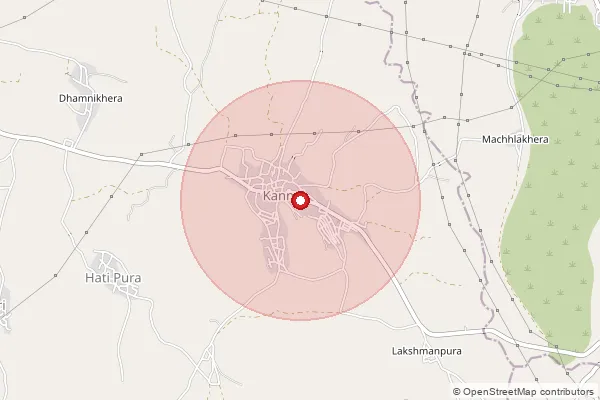 Map showing approximate area covered by Pincode 312613 — Kannoj B.O, Chittorgarh