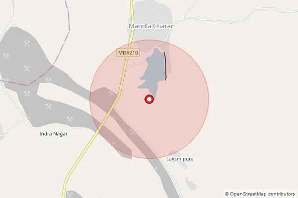 Map showing approximate area covered by Pincode 312614 — Mandla Charan B.O, Chittorgarh