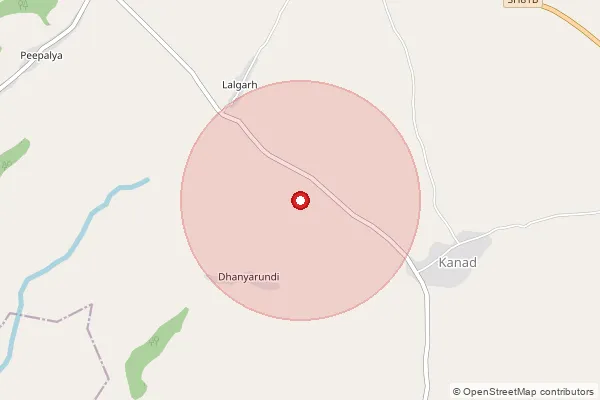 Map showing approximate area covered by Pincode 312615 — Achalawada B.O, Pratapgarh