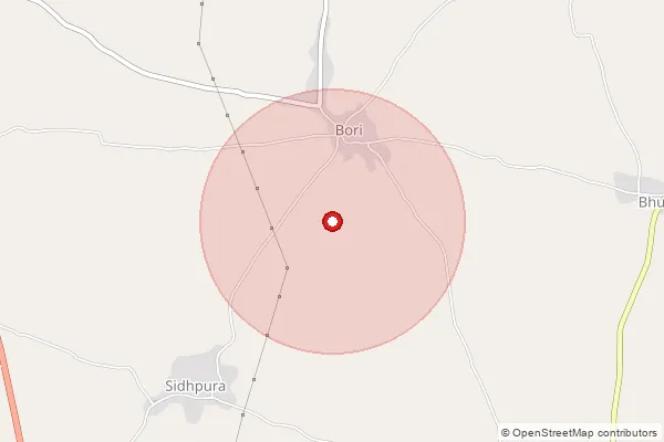 Map showing approximate area covered by Pincode 312616 — Bori B.O, Pratapgarh