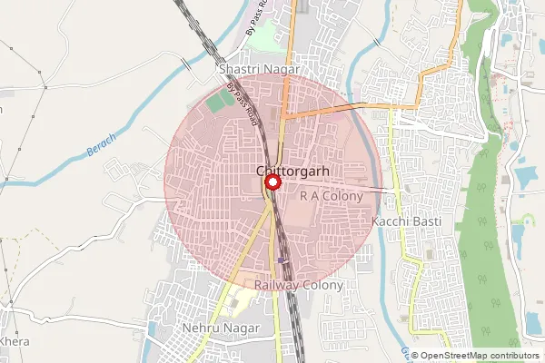 Map showing approximate area covered by Pincode 312620 — Arnia Joshi B.O, Chittorgarh