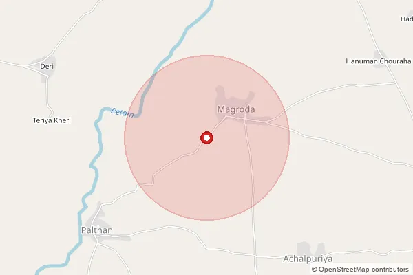 Map showing approximate area covered by Pincode 312623 — Sakriya B.O, Pratapgarh