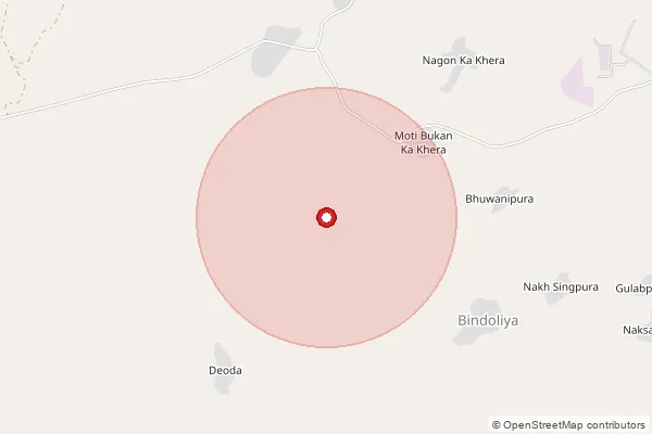 Map showing approximate area covered by Pincode 312627 — Sadas S.O, Chittorgarh