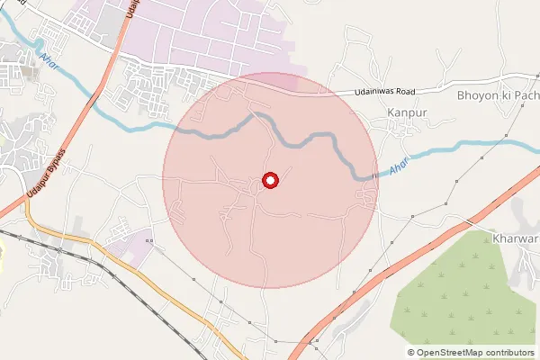 Map showing approximate area covered by Pincode 313003 — Bhoiyon Ki Pancholi B.O, Udaipur