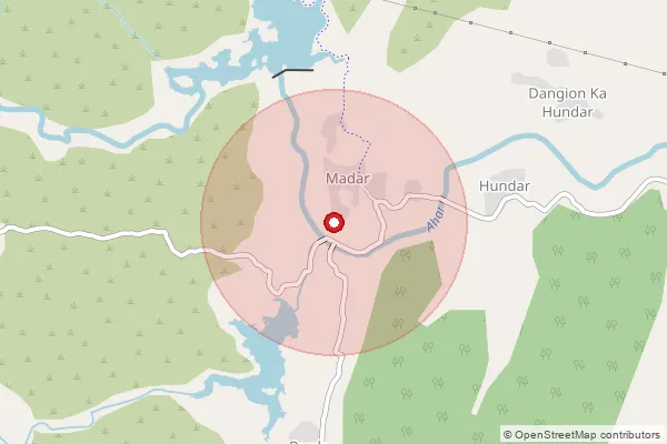 Map showing approximate area covered by Pincode 313011 — Barda B.O, Udaipur