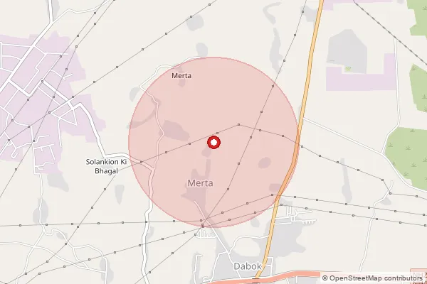 Map showing approximate area covered by Pincode 313022 — Daroli B.O, Udaipur