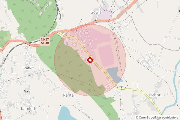 Map showing approximate area covered by Pincode 313024 — Zinc Smelter S.O, Udaipur