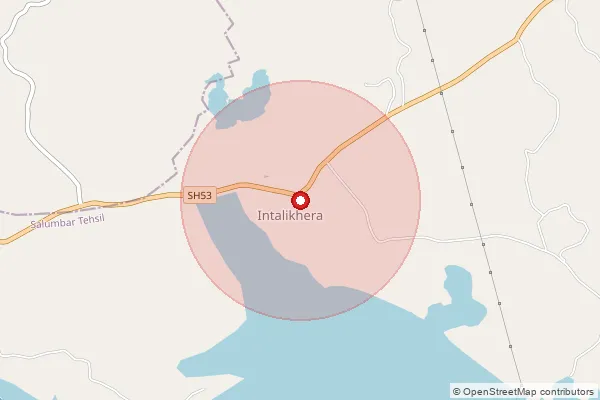 Map showing approximate area covered by Pincode 313026 — Godasar B.O, Udaipur