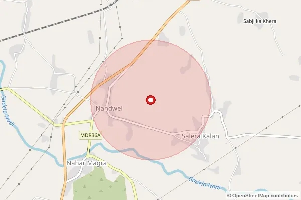 Map showing approximate area covered by Pincode 313201 — Ghasa B.O, Udaipur