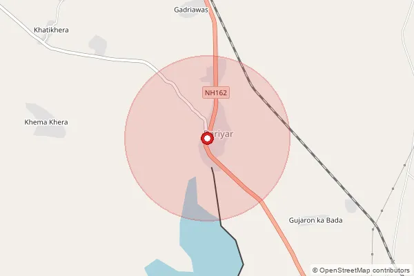 Map showing approximate area covered by Pincode 313203 — Bhimal B.O, Udaipur