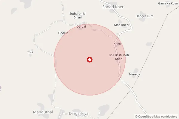 Map showing approximate area covered by Pincode 313204 — Jawad B.O, Udaipur