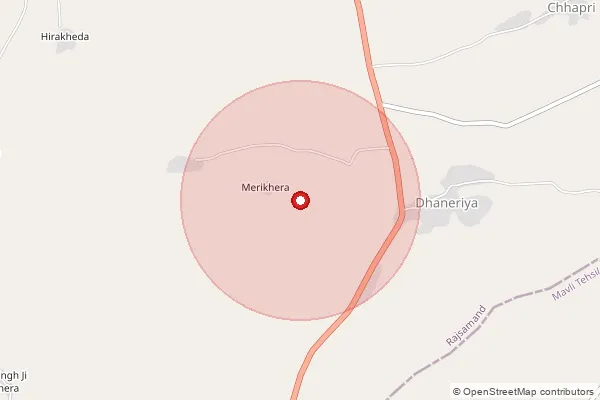 Map showing approximate area covered by Pincode 313206 — Jewana B.O, Udaipur