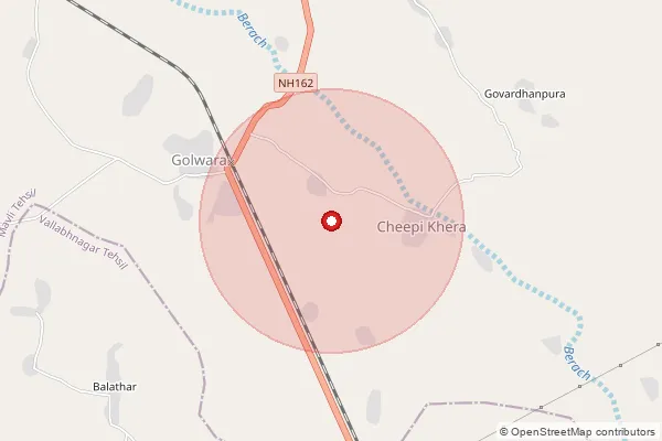 Map showing approximate area covered by Pincode 313211 — Charana B.O, Rajsamand